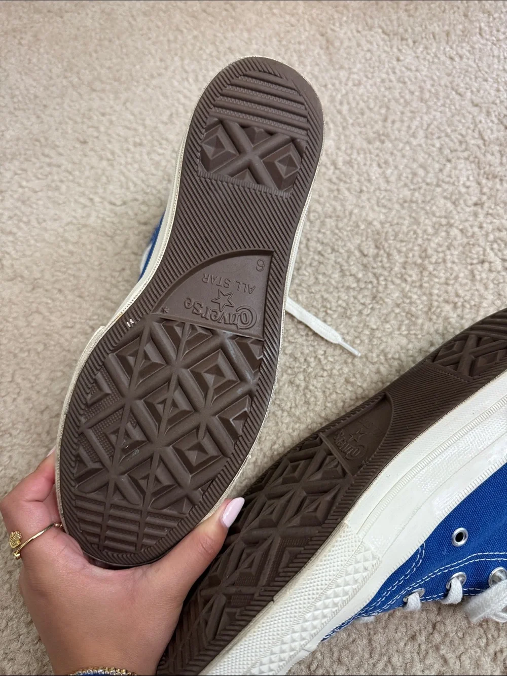 Comme des Garcons Converse High-Top Sneakers in Blue with Black Heart Logo